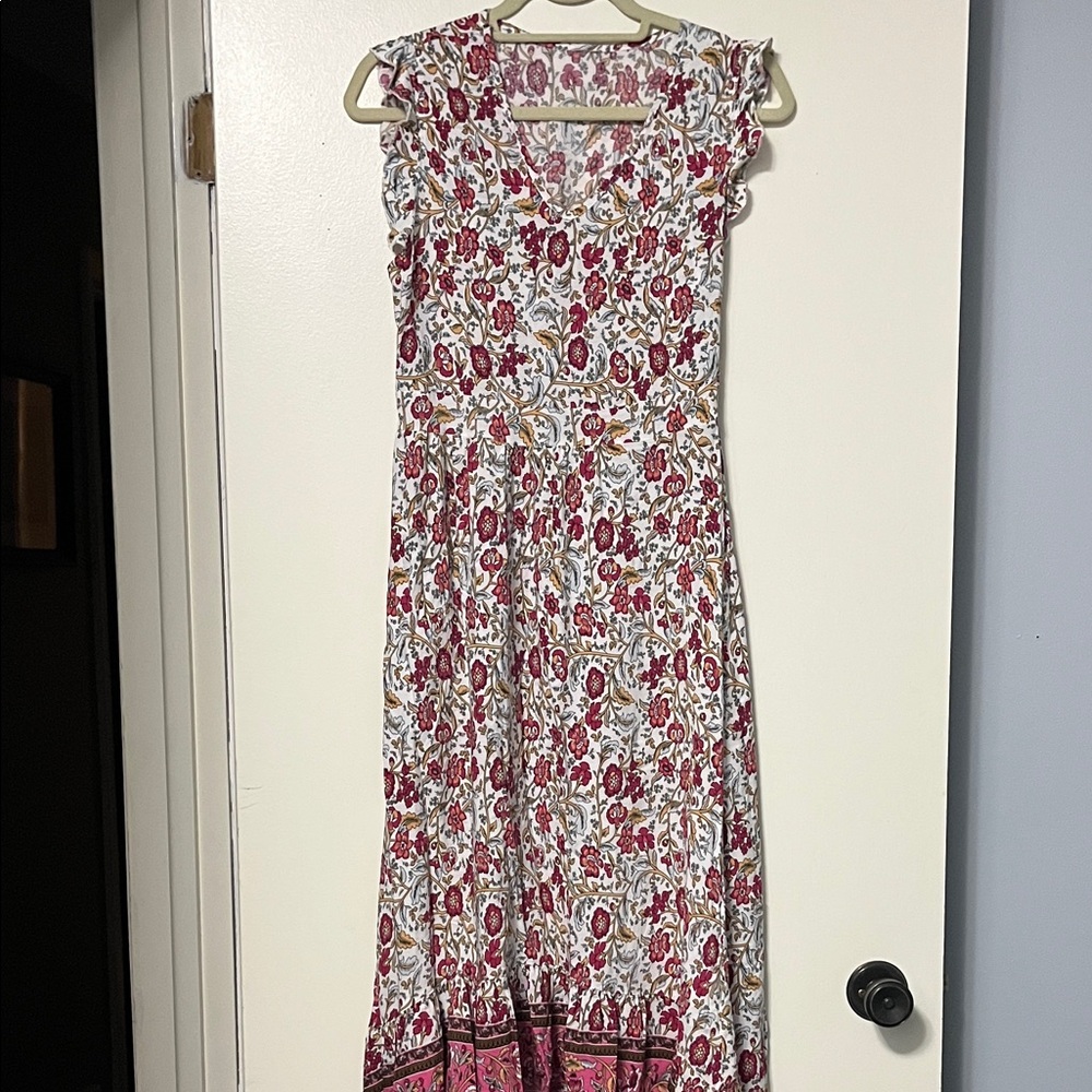 SHEIN Floral High Low Dress in Red and Pink